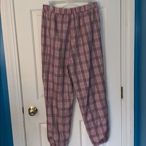 Shein pink plaid joggers